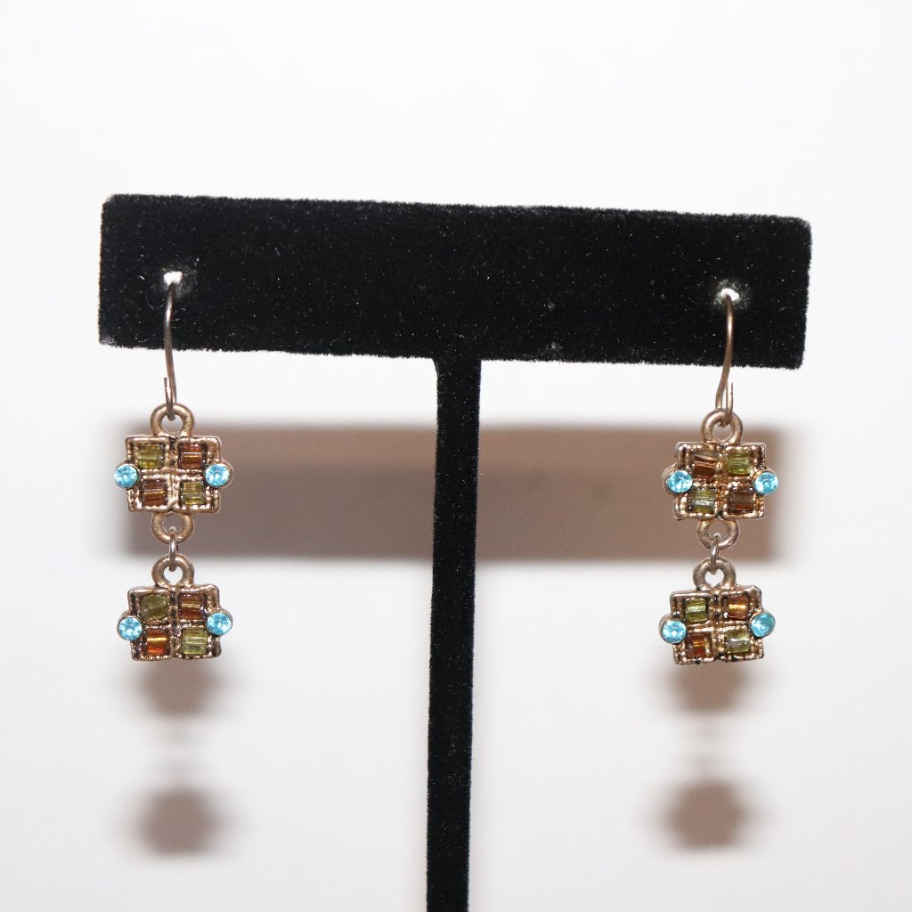 Beautiful Gold And Blue Rhinestone Dangling Earrings 125 10$
